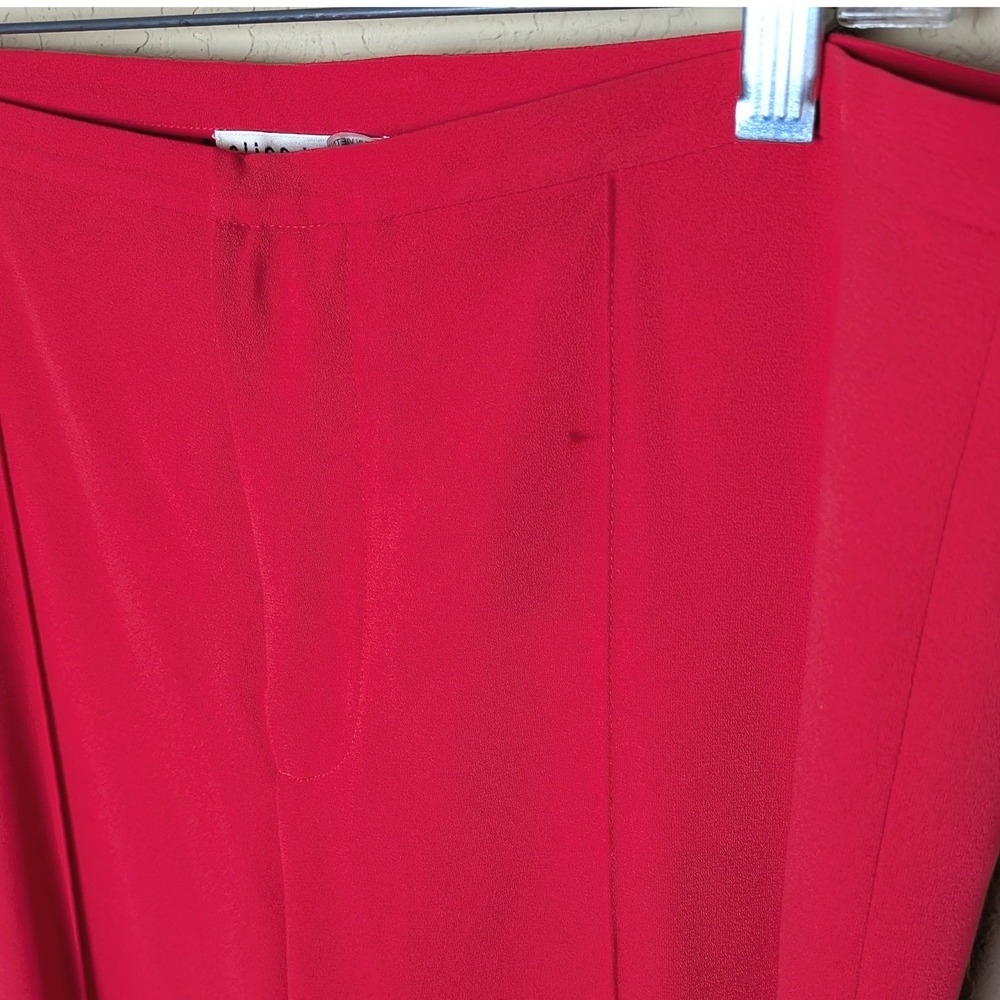 Alice + Olivia Red Wide-Leg Dress Pants Long Inseam 35" Crepe Trousers Sz 14 - Picture 7 of 9